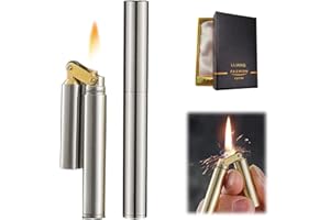 ‎LLIANG Fackel Feuerzeug Kerosin Feuerzeug Windproof Feuerzeug Nachfüllbar Einstellbare Jet Flamme Feuerzeug für Kerze Küche Grill Camping Schmuck Schweißen, Männer Geschenk mit Geschenkbox (Silver)