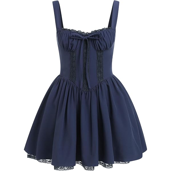 Women's Summer Ruffle Strap Mini Dress - Open Back, Tie-Up Corset Style For Parties & Graduation - View #11