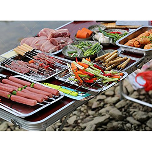 fourHeart 12-tlg Edelstahl BBQ Grillspieße Wurstspieße 30cm Fleischspieße Schaschlik Spieße Holzgriff für Camping, Freizeit, Lagerfeuer, Grillfest, Gartenparty, Geburtstag, Outdoor, usw - 5