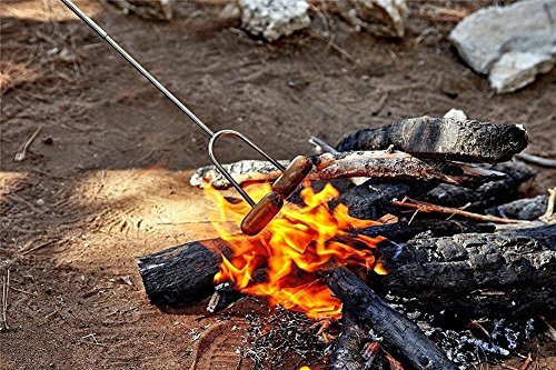5 Stück Teleskop Grillspieße Edelstahl Set Handgriff Grillfest Ausziehbar XingYu-XY BBQ-Spieße Gabeln BBQ Hot Dog Gabel Metall-Sticks für Picknick Camping Campfire Feuerstelle Camping (24.5*6*1.5cm, Farbe) - 4