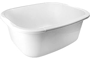 oceanevo® 11 Litres Rectangular Washing Up Bowl White Basin Mixing Sink Tidy Organizer Large Plastic Kitchen Portable Dish Washtub (White)