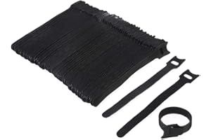 NUOLUX Fascette per cavi, 100pcs fascette da 6 pollici con riutilizzabili Hook e Loop Strap (Black)