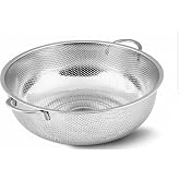 Premium 28 cm Paslanmaz &Ccedil;elik Mutfak S&uuml;zgeci, &Ccedil;ift Kulplu Metal Makarna ve Pirin&ccedil; Yıkama Kabı, Isıya Dayanıklı Delikli Sebze 