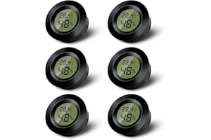 WOWFAST Mini termómetro digital para interiores, higrómetro digital LCD, monitor de temperatura y humedad para el hogar, guardería, incubadora de guitarra, reptiles, invernadero de coche, 6 uds., negro