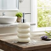 Deconox Beyaz Bubble Design Cam Sıvı Sabunluk - 450 ml Kabartmalı Şık Banyo ve Mutfak Sabunluğu (7x12 cm) (5064 - BEYAZ)