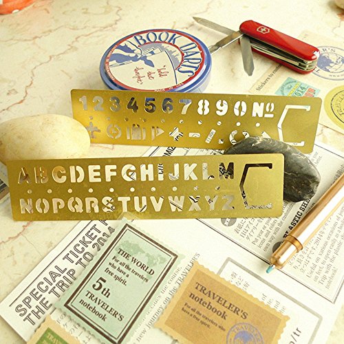 amupper Messing Nr. Buchstabe Schablonen – Metall Vorlagen mit viel Symbole – Set von 2 - 9
