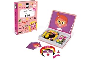 Janod - Magneti'Book Crazy Faces Ragazza - Gioco Educativo Magnetico 55 Pezzi - A Partire dai 3 Anni, J02717