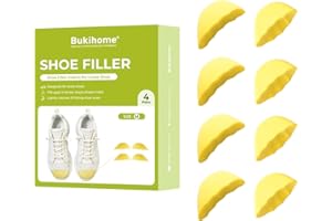 Bukihome Lot de 4 paires d'inserts d'orteils pour chaussures trop grandes, réducteur de taille de chaussure pour s'adapter aux chaussures, jaune, M