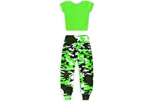 jolly rascals Girls Crop Top and Camo Harem Set Viscose Crew Neck - Short Sleeves - Camouflage - All Seasons