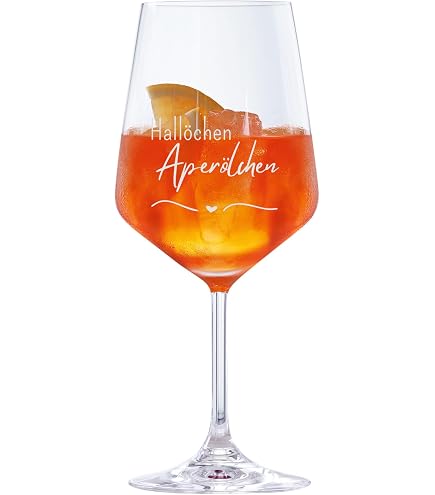 HALM Aperol Spritz Detti Bicchiere Cannucce Holy Aperoli Edizione Regalo - 6 divertenti frasi incise incl. spazzola cannuccia di vetro