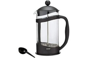 SIMPAHOME 1 Litre Black Plastic Cafetiere French Press Pot (Makes 8 Cups) - Single Pot