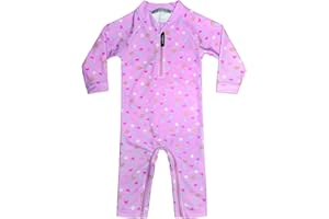 weVSwe Traje de baño de Manga Larga para bebé y niña, protección UV UPF 50+, con Gorro para el Sol para niños pequeños, 0-3 años