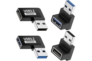 Leloco 4 Stück USB Winkelstecker 90 Grad USB 3.2 Winkeladapter Stecker Auf Buchse Seitenwinkel und Rechtwinkliger, 10 Gbps 5V/3A Schnellladung und Datenübertragung