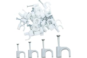 LAMXD Clips de cable redondos de 4 mm, 6 mm, 8 mm, 10 mm, 100 unidades de cada surtido de soportes de cable de gestión de cables de clips ordenados