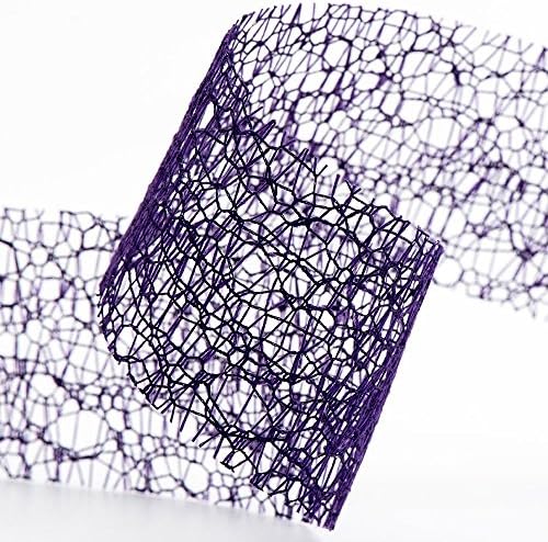 38mm spider web deco ribbon lace net jute mesh trim ribbon 5 Metre length (Purple)