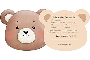 FloraVigo 12 cartes de la prochaine reveal de l'ours français, pronostic baby shower francais decoration annonce souvenir de baby shower parfait pour la famille ou l'autre