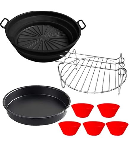 HomeVortex Air Fryer Backset - 3 Quadratische Kuchenkörbe 17.8-20.3cm Mit Antihaft