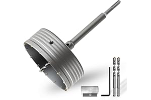 CSOOM Otwornica do betonu 160 mm z przedłużeniem SDS-Plus 220 mm, zestaw otwornic do betonu, zestaw wierteł wiertniczych z wydrążonej koronki, 4 ostrza wiertła centrujące 8 x 110 mm, końcówka z