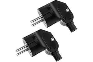 Oblinple 2 Piezas Enchufe Schuko 250 V 16A, Enchufe de Alimentación con Manga de Protección de Par, Clavija Macho Europeo para Cable de 8 a 10 mm IP20, Contacto a Tierra Negro