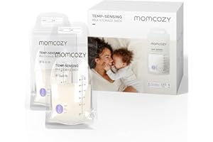 Momcozy Muttermilch-Aufbewahrungsbeutel, 120 Stück Temperaturfühlende Verfärbung, Einweg-Milch-Aufbewahrungstasche Mit 180 mL, Selbststehend, Auslaufsicher