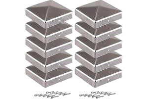 Stolplock 12x12 cm pyramidformade | 10 stycken galvaniserade metalllock, väderbeständiga & UV-beständiga med regenskydd, inklusive skruvar för träpålar, staket, trädgård, carport och terrass