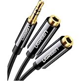 Ugreen 3.5mm 2'li Aux Kulaklık &Ccedil;oklayıcı, Siyah