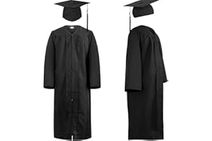 KEELYY Talar z kapeluszem absolwentów, szata absolwentów, na zakończenie studiów, talar na zakończenie szkoły, talar akademicki z kapeluszem, prezent dla mężczyzn i kobiet, czarny, M