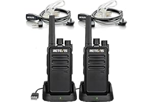 Retevis RT668 Walkie Talkies for Adults, Robust, Rechargeable 2 way radio, Portable Walkie-Talkies, Noise Reduction, Hand Free Walkie Talkie with Earpieces for Outdoor, Hiking (Black, 2Pcs)