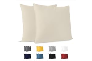 Dreamzie Poszewek na Poduszki (Zestaw 2) - Beżowy - na poduszki 40 x 40 cm - 100% bawełna dżersej 150 g/m2 - poszewka na poduszkę - odporna i hipoalergiczna