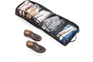 InnovaGoods® Shoe Travel Bag, 6 Compartiments Transparents, Peut contenir 6 Paires de Chaussures, Design Compact et léger, Noir, Moyen, Polyester