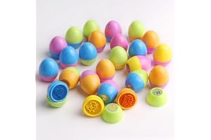 Xmart 24 Stück Osterei Kinderstempel Plastik Mini Stempel Kinder Set Mehrfarbige Niedliche Stempelset Osterhasen Eier für Ostergeschenke Kinder Osternkorb Stuffers Füllstoffe Ostern Partyzubehör