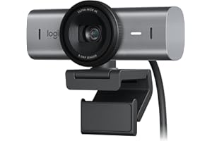 Logitech MX Brio Ultra HD 4K Collaboration and Streaming Webcam, 1080p at 60 FPS, Dual Noise Reducing Mics, Show Mode, USB-C, Webcam Cover, Works with Microsoft Teams, Zoom, Google Meet - Graphite