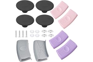 GDVONE 4 Pezzi Manopole di Ricambio per Coperchio pentola,Pomelli per Coperchi Pentole,per Coperchi da Pentole per Sostituire i Coperchi delle Maniglie,and 3 PezziSilicone Maniche,Presine Silicone da Cucina