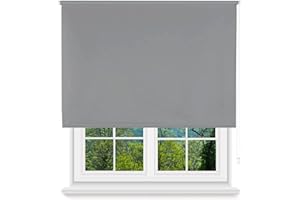 MERCURY TEXTIL- Estor Enrollable Opaco, Blackout, Fácil de Instalar, Protección de Pantalla para Ventanas, Cierra el Paso de la luz (Gris, 100x180cm)