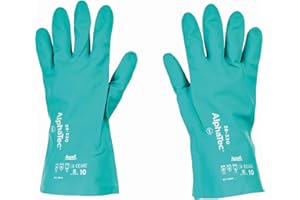 Ansell AlphaTec 58-330 Gants de Travail Chimique, Protection Haute Performance, Enduction Double Couches, Gant Nitrile Impérméable Étanche, Réutilisable, Vert, Taille XL (12 Paires)