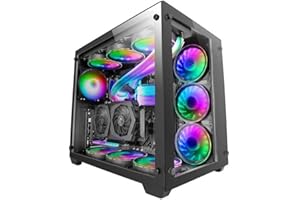 Mars Gaming MCV3 Black, Custom XXL E-ATX Gaming Tower, Front and Side Tempered Glass Window, Dual Chamber Modular Frame