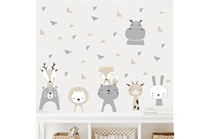 SARAH DUKE Wandsticker Wald Tiere Kinder Wandtattoo, Stern Wandaufkleber DIY Kinderzimmer Deko Aufkleber, Kinder Babyzimmer Wohnzimmer Schlafzimmer (A)