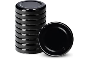 KADAX Tapa de rosca fi43 mm, juego de tapas de metal para vasos de 40 ml, tapa de repuesto con 4 dientes de bloqueo, tapa para tarros de caída, botellas y tarros de (10 unidades), color negro