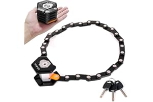 LC-DOLIDA Folding Bike Lock - Heavy Duty Bicycle High Security Chain Alloy Steel Anti-Theft Cycling Locks Foldable| Unfolds to 85cm / 33.5” | Weight 1.76lb for Electric Motorcycle Mountain Bike Road Bike
