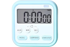 PRIMESKY® Digital Kitchen Timer & Stopwatch, Countdown Large Digits for Cooking, Chef Cooking Timer Clock with Loud Alarm,100% Mechanical Desk Timer Countdown Reminder Magnetic Back -Blue