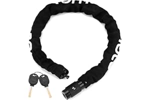 HOMOTO Antivol Velo, Niveau de Sécurité élevé 8 mm d'épaisseur Antivol Moto Cadenas Velo Antivol Chaînes antivol pour Velo Electrique, Porte, Trotinette Electrique etc（85 cm）