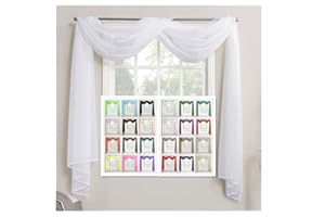 Megachest TAILORED VOILE WINDOW SCARF PELMET (snow white, 56"X197"X1 Panel)