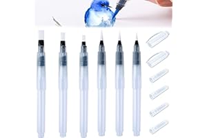 Lotbun Set di 6 pennelli per acquarello ricaricabili, pennello per riserva d'acqua, serbatoio