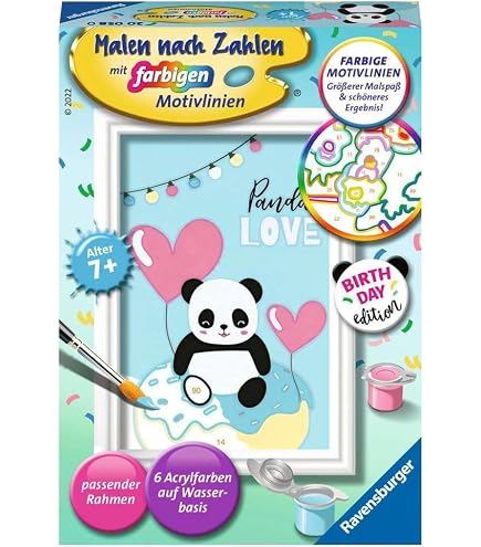 Ravensburger CreArt – Dipingere Con I Numeri: Porcellino D'India, Set Per Bambini 7+, Con Cornice, Pennello E 6 Colori Acrilici - 3