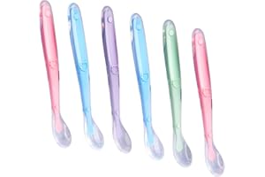LUNEKUCK Cucchiaio per Bambini 6 Pezzi Cucchiaino Svezzamento in Silicone Senza BPA Cucchiaio da Addestramento per L'Alimentazione per Bambini e Neonato, Lavabili in Lavastoviglie