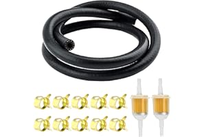 GMMG 2M Durite Essence Tuyau Essence KIt Ø8mm x 12mm Tuyau Caoutchouc avec Colliers de Serrage et Filtres à Carburant, pour Motos, Voitures, Tondeuses à Gazon