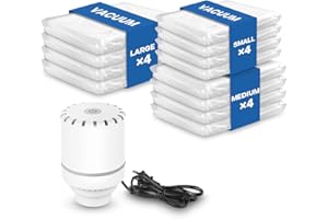 Vacbird Worki do przechowywania próżniowego z pompą elektryczną, opakowanie 12 (4 duże, 4 średnie, 4 małe), torby oszczędzające miejsce, worki próżniowe na ubrania, koce, poduszki