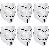 Party Propz Anonymous Face Mask - Large 6 PCS | Hacker Face Mask for Boys | V for Vendetta Face | Guy Fawkes Mask | White Fac