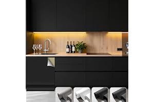 LIHBIH Klebefolie Möbel Schwarz Matt Tapete 40 x 550 cm, Selbstklebende Folie Möbel Matt, Küchenfolie Schrankfolien, Wasserdicht Klebefolie Küche, PVC Dekofolie für Schränke, Fensterbank