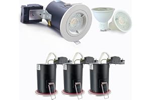 4XSweier 90 Minute Fire Rated LED Downlights,IP20 GU10 LED Recessed Ceiling Lights, Fire Rated Spotlight with 5W 6000K Cool White Bulb, White(Non-Dimmable)